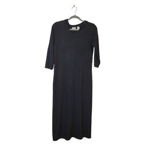 LL Bean Dark Heathered Gray Hooded Midi Dress Size Small